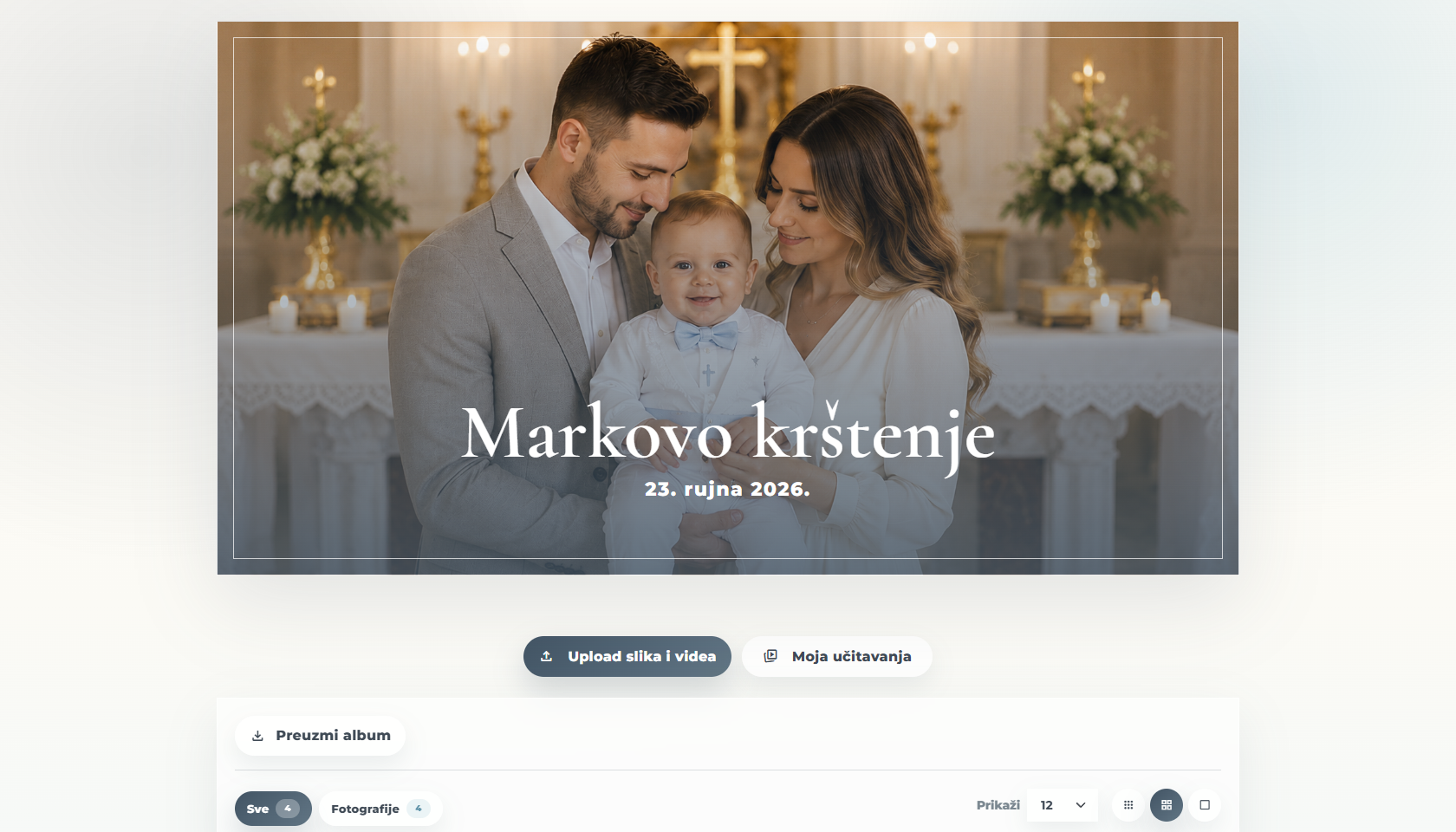 Krštenje predložak Decentno za Veseljko QR galeriju